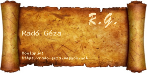 Radó Géza névjegykártya